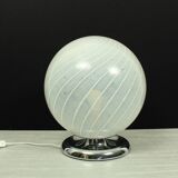 Mid Century Swirl Murano Table Ball Lamp with Chrome base