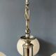 Mid-Century opaline glass chandelier with chrome structure