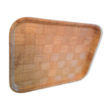 Plateau  imitation bois tressé vintage années 60-70