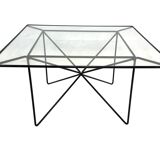 Vintage coffee table in steel and wire and glass  1970