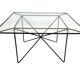 Vintage coffee table in steel and wire and glass  1970
