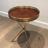 Round brass and mahogany sofa end from Jansen
