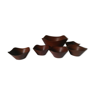 Set of cups, bowls and cutlery solid teak