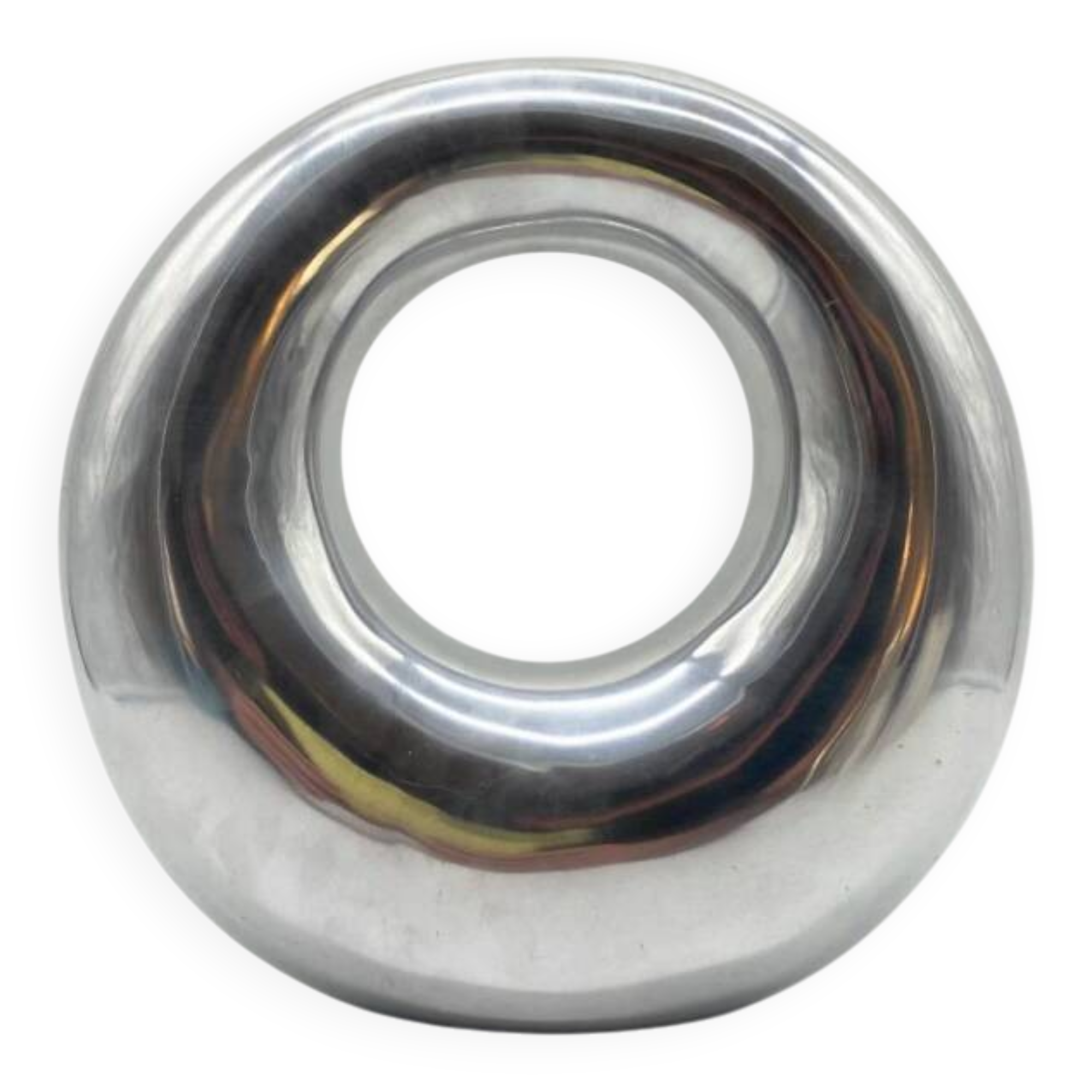 XXL “Donut” Vase / Polished Cast Aluminum – 1980s