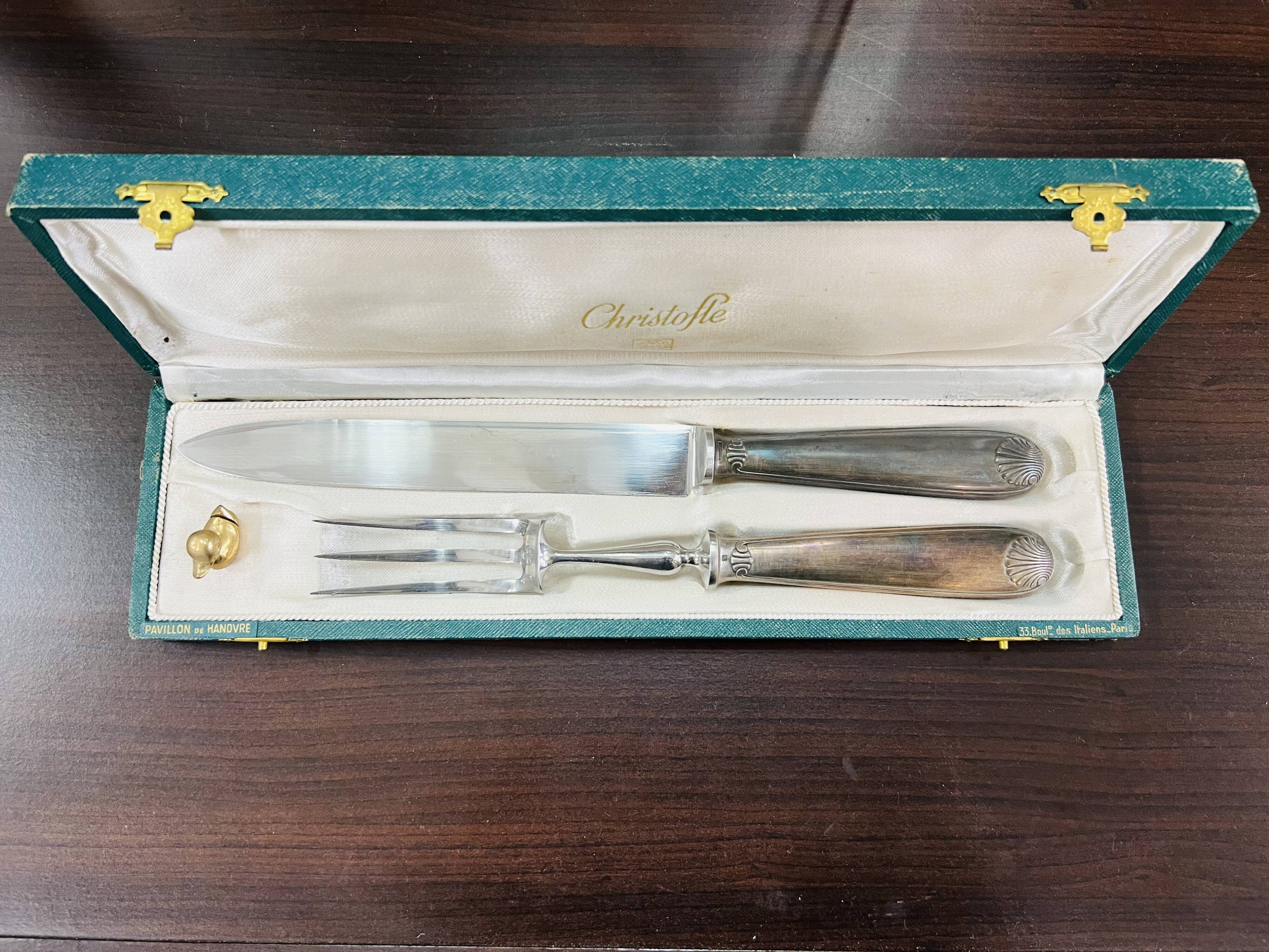 Silver metal cutting service cutlery, CHRISTOFLE, vendome model