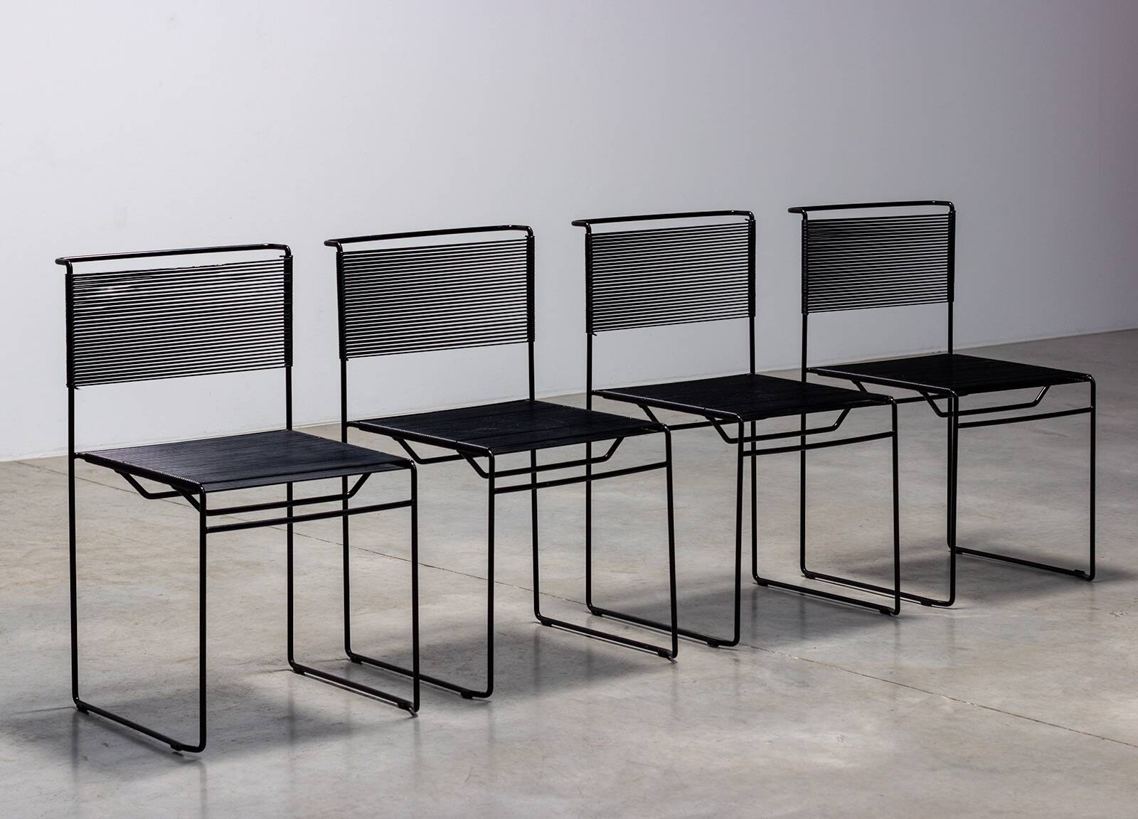 Set of four Spaghetti Fly Line chairs for Cmp Padova Italy 1970