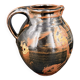 Signed black and red glazed stoneware pitcher, French artisanal ceramics