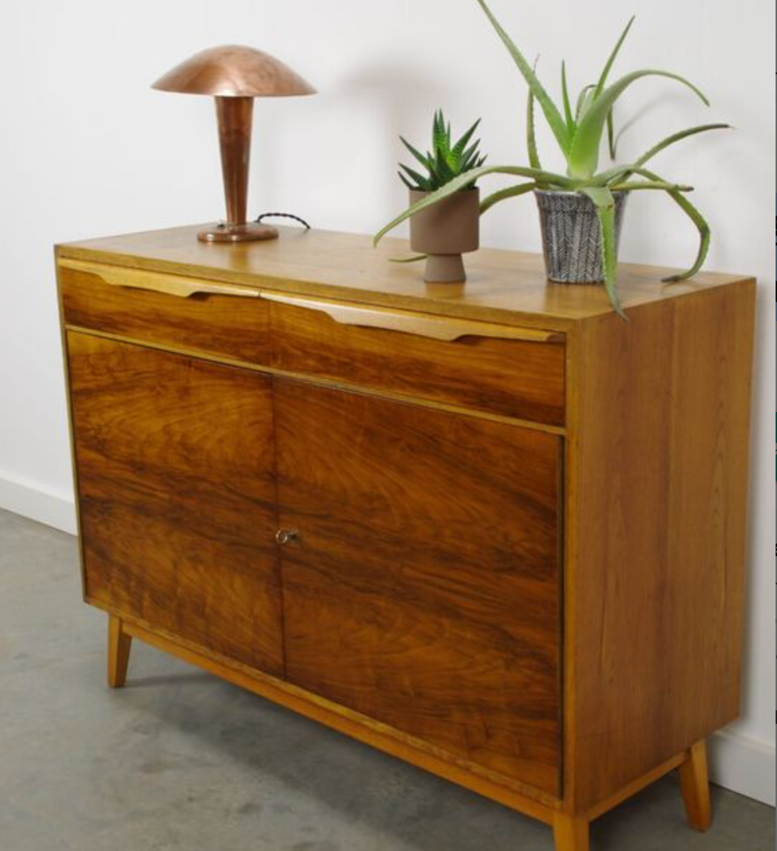Vintage dark wood sideboard with drawers