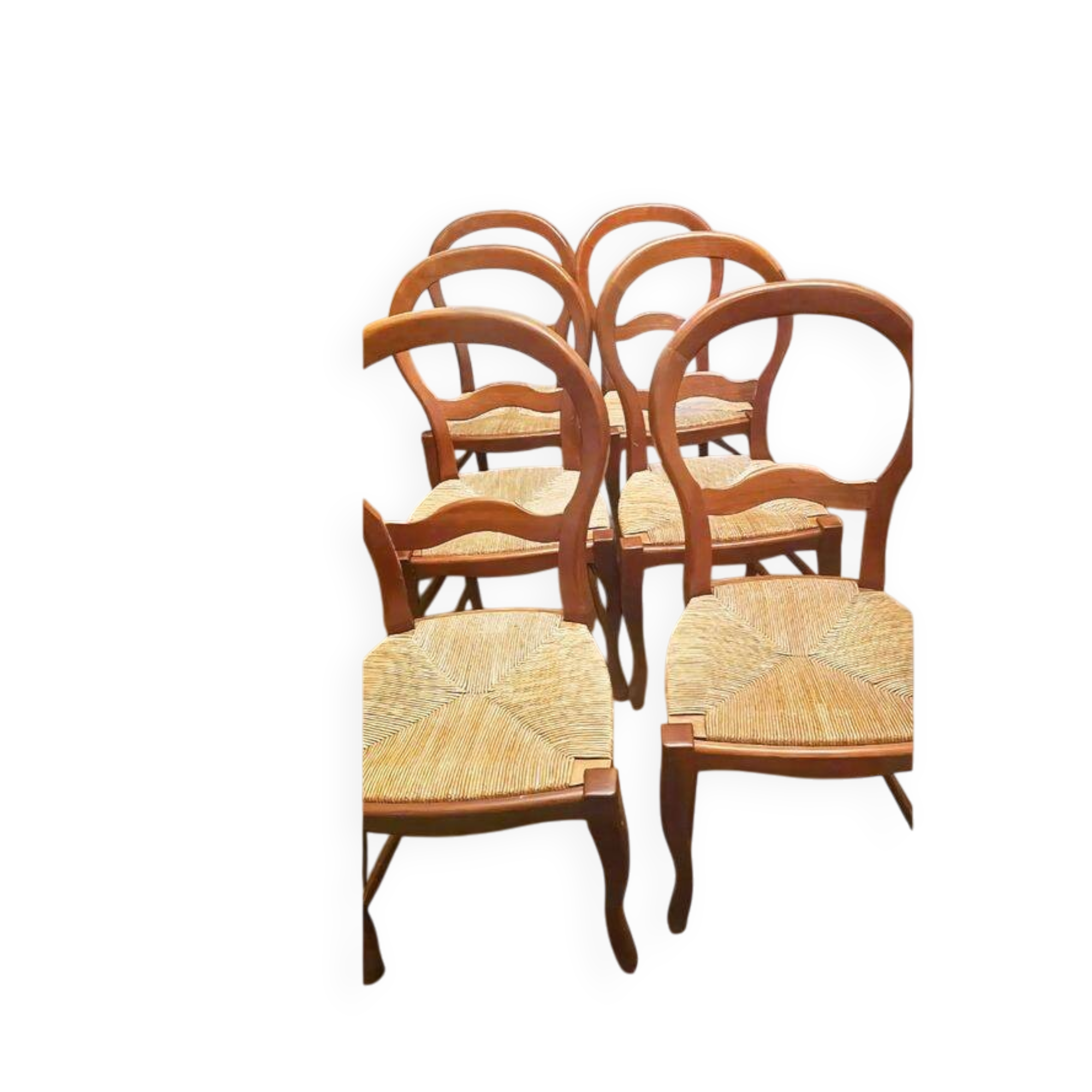 Set of 6 Louis-Philippe style chairs with a banded backrest.