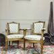 Pair of louis xvi style gilded wood armchairs, 19th century