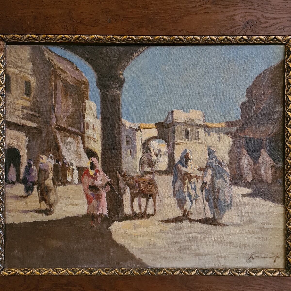 Antique Painting Oriental Scene, 1900s