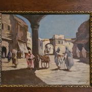 Antique Painting Oriental Scene, 1900s