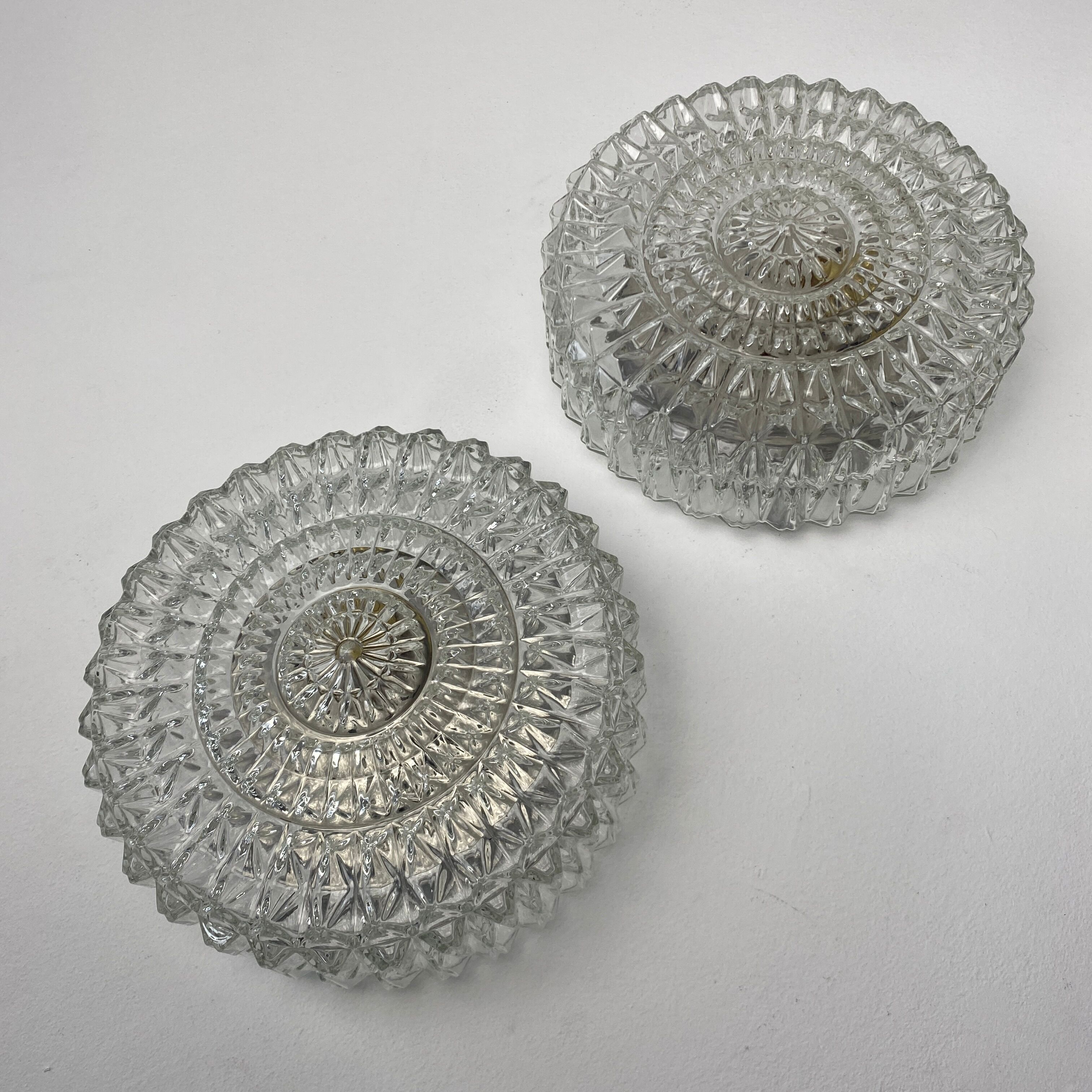 Pair of old vintage round wall lamps