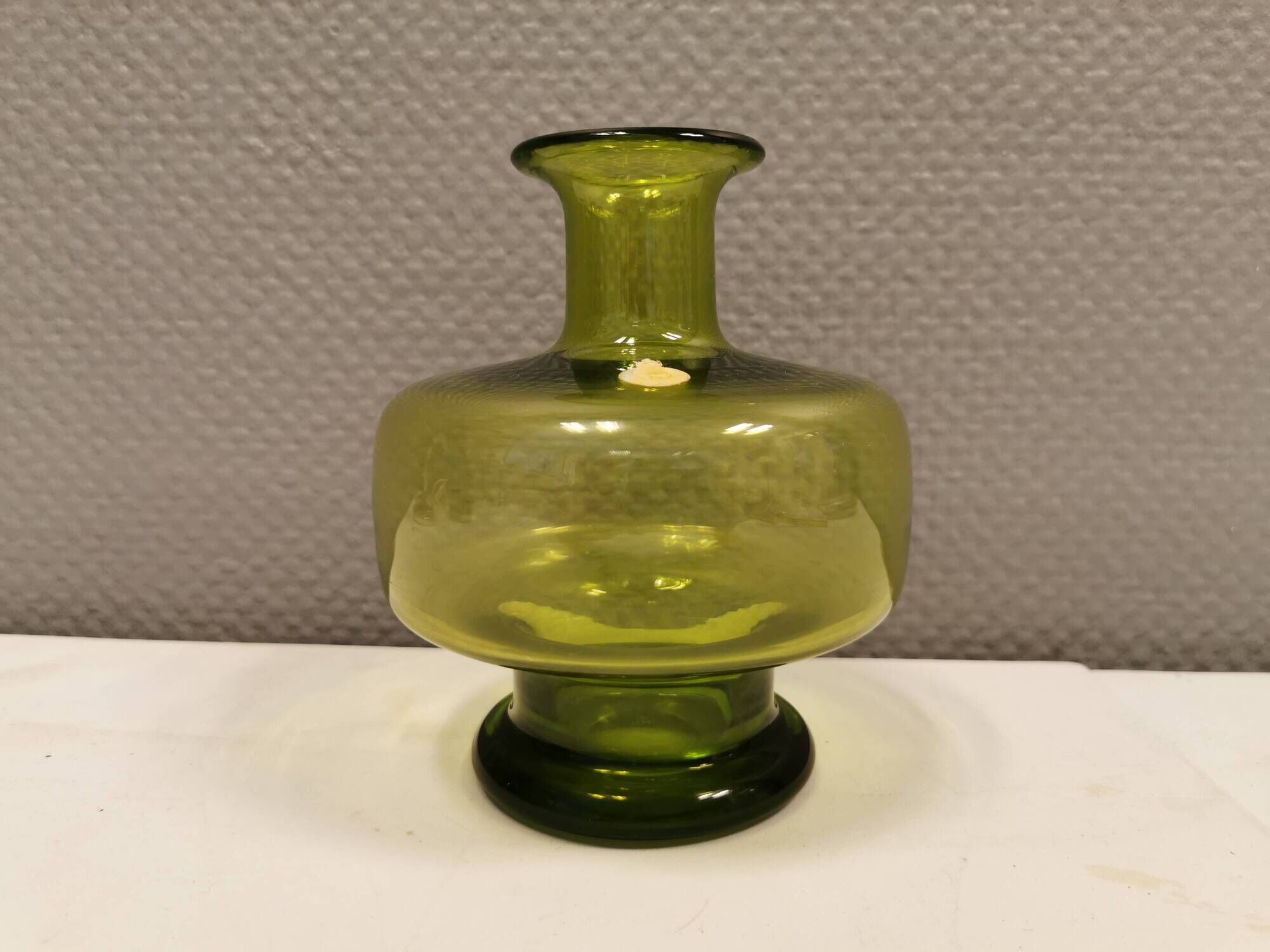 May green glass vase designed by Per Lütken for Holmegaard glassworks Denmark in 1955.