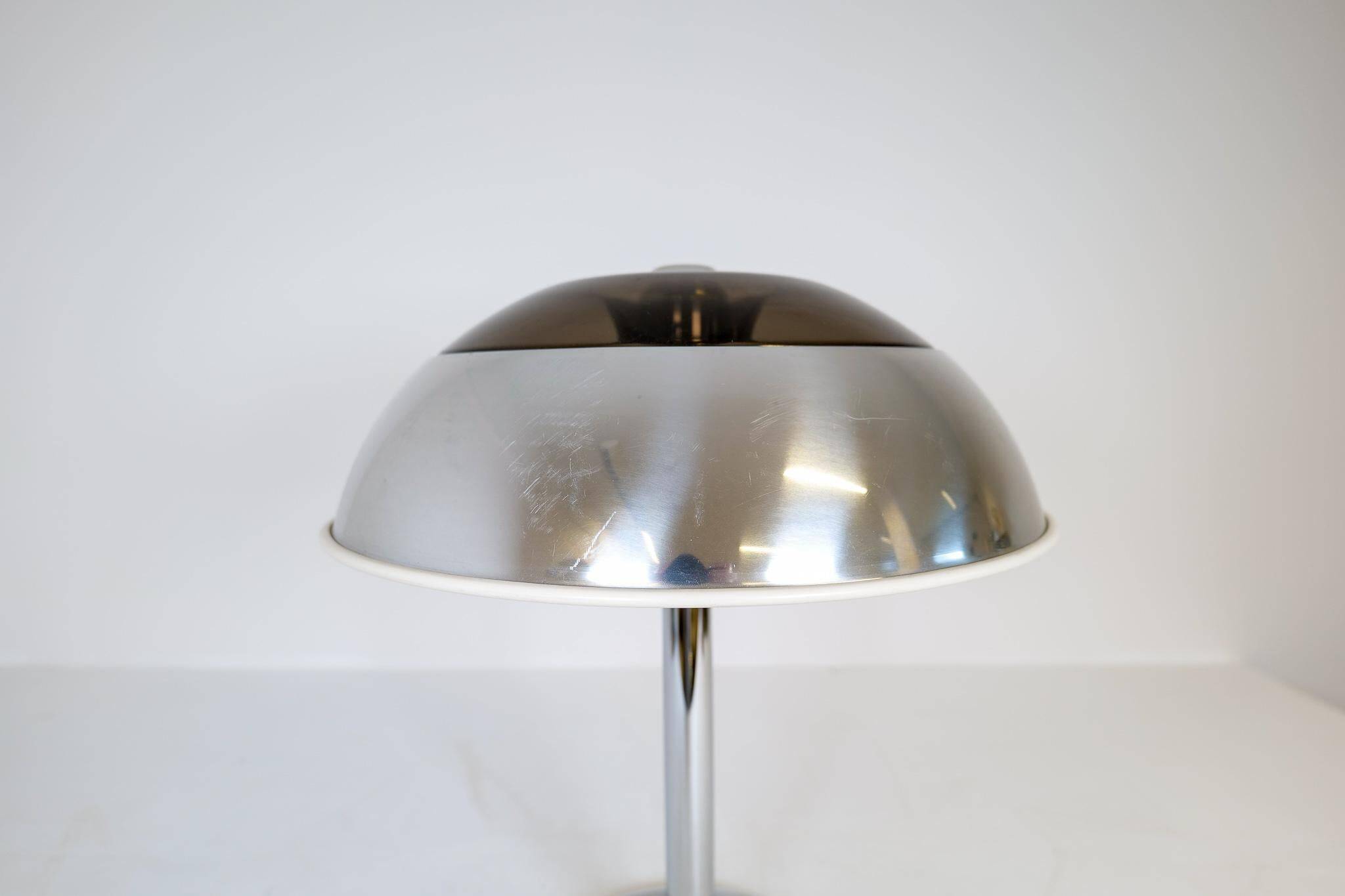 Large Space Age chrome table lamp by Fagerhults, Sweden, 1970s.
