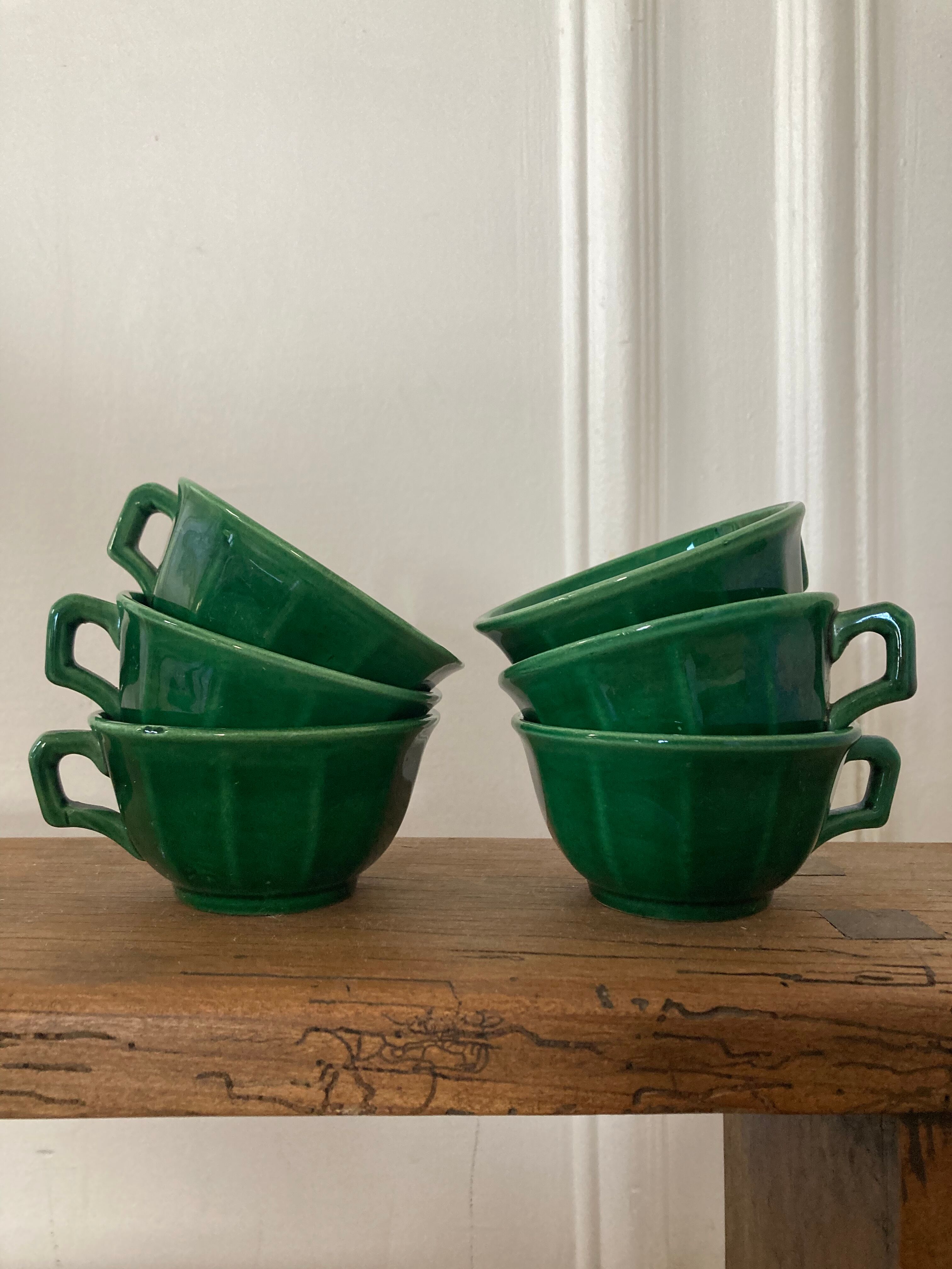 Set of 6 green cups