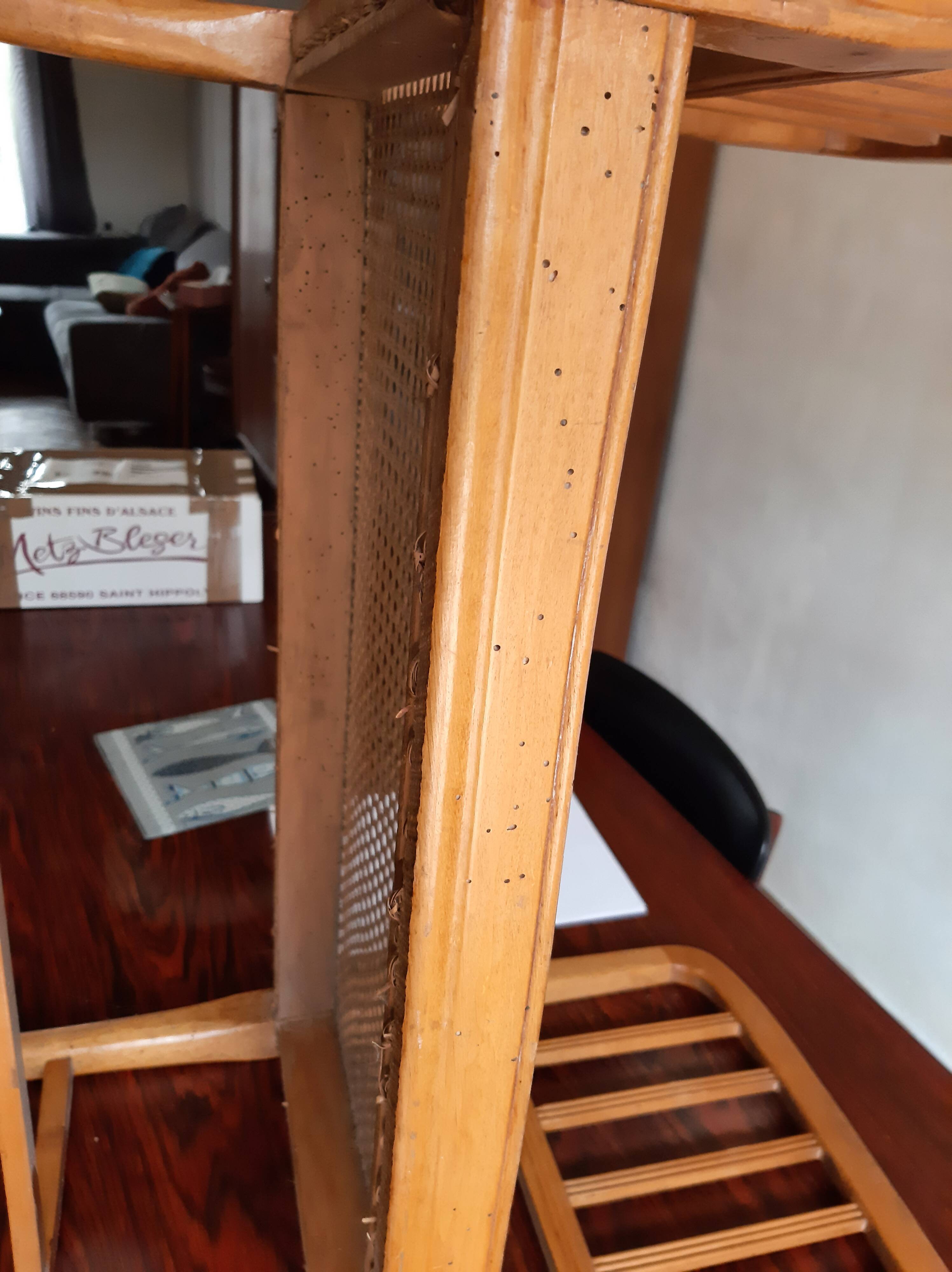 Piano bench end of empire style cane bed