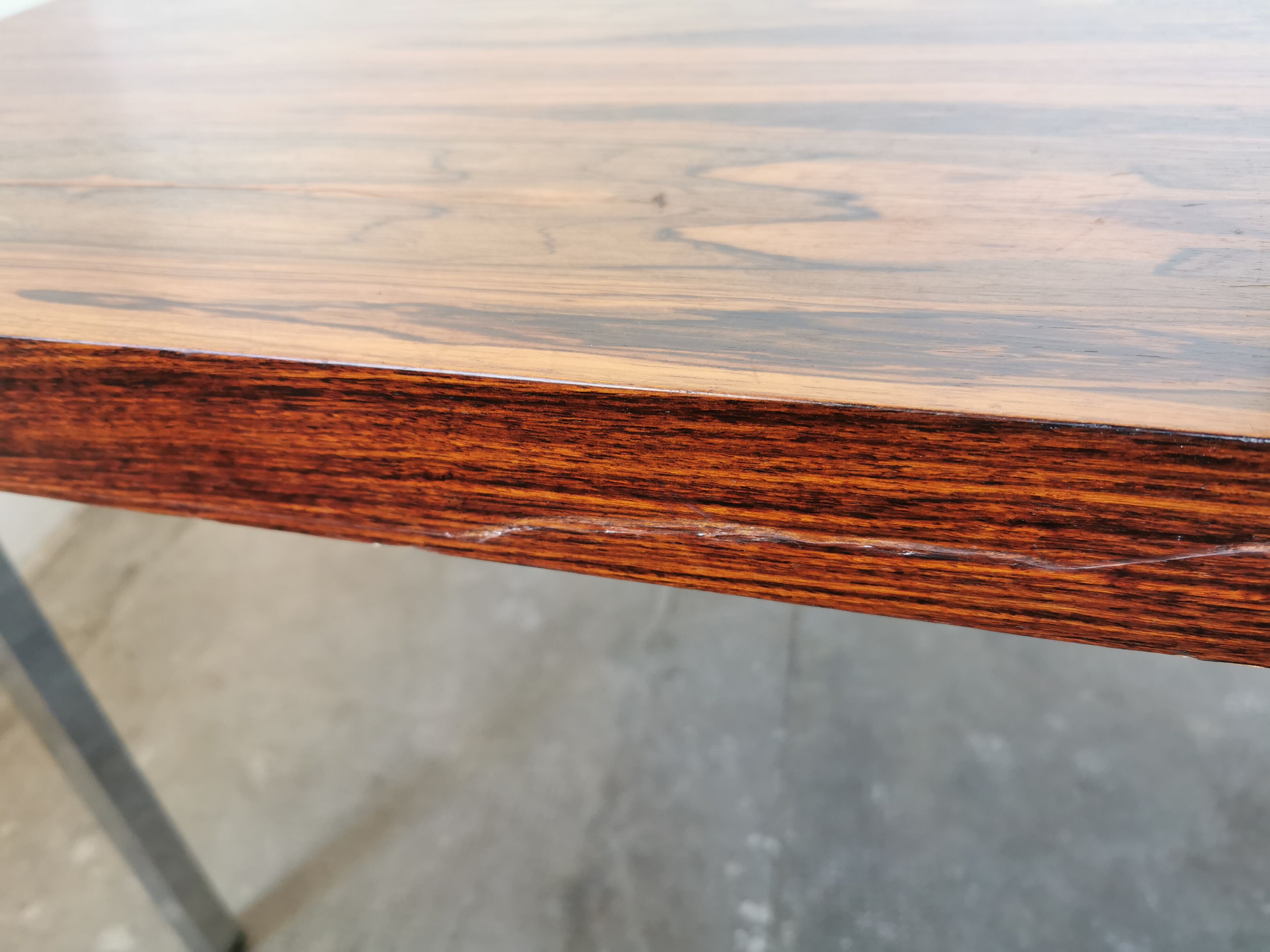 Coffee table from the 70s, chrome and rosewood