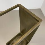 Hollywood Regency Solid 7.5kg Brass Brutalist Floral Umbrella Stand, Italy 1970s