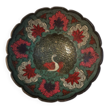 Ancien bol coupe indien en laiton au décor de paon