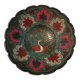 Old Indian brass bowl with peacock decoration