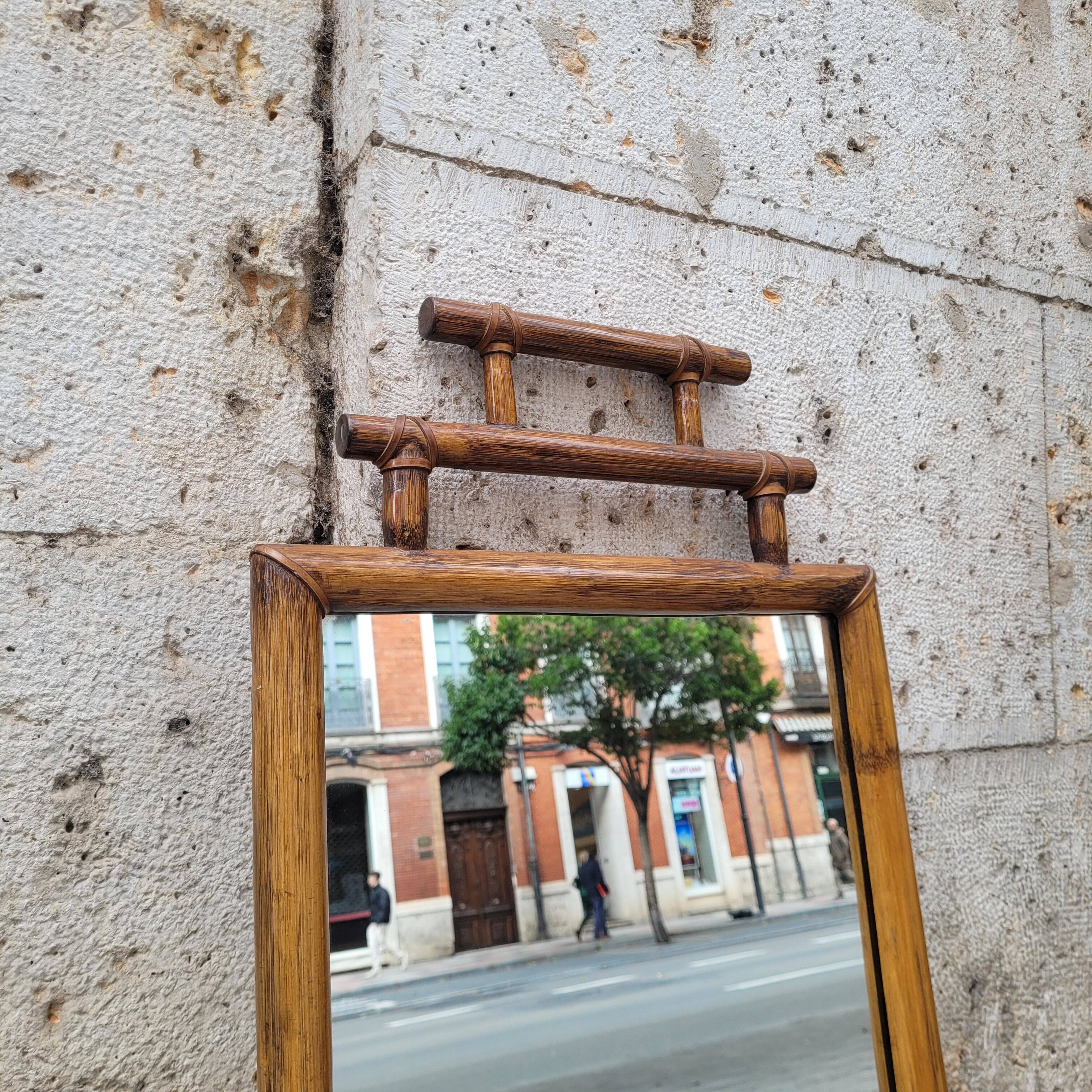 Colonial mirror with bamboo frame, 1900s - France
