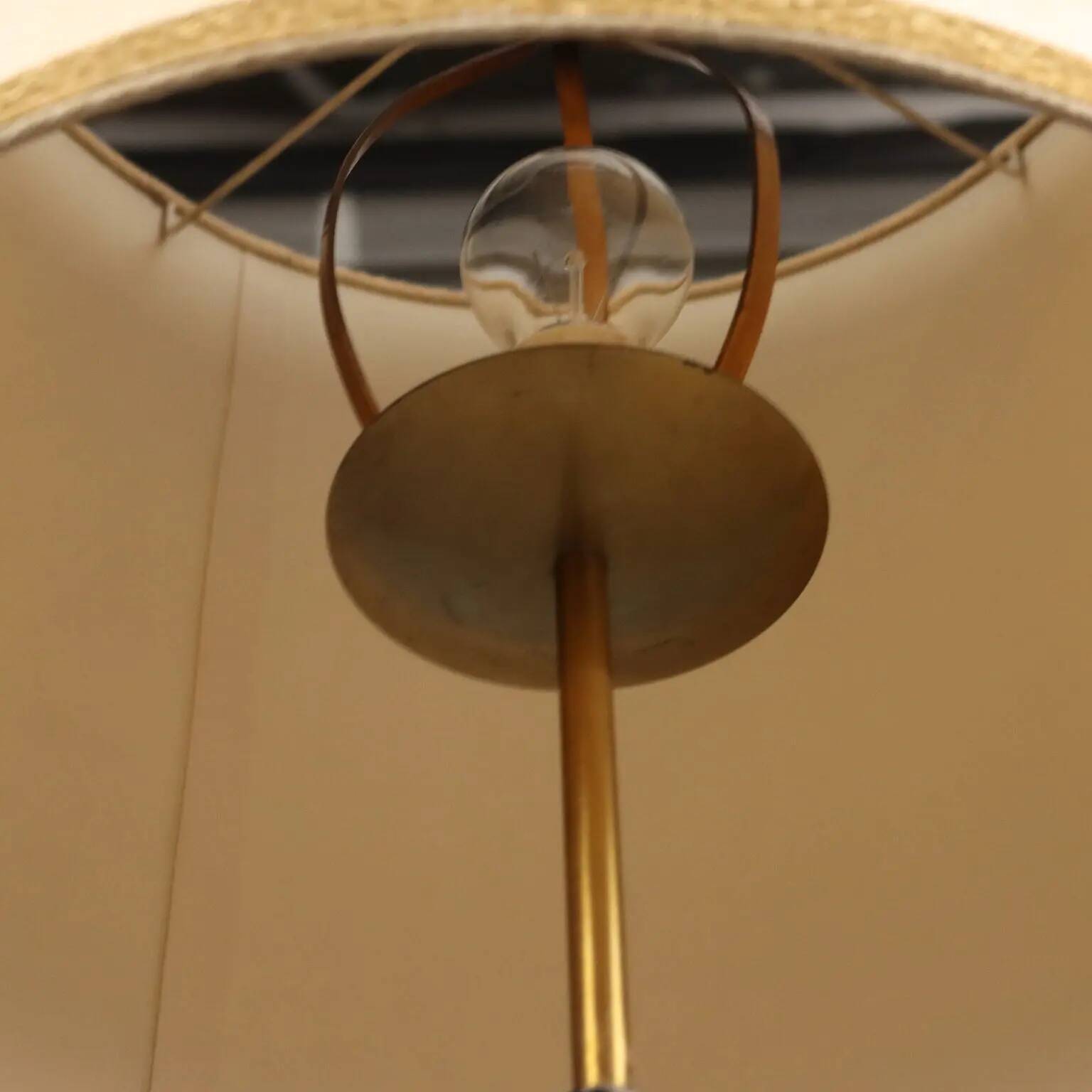 Vintage floor lamp in marble, metal, and fabric, designed in the 1950s-1960s.
