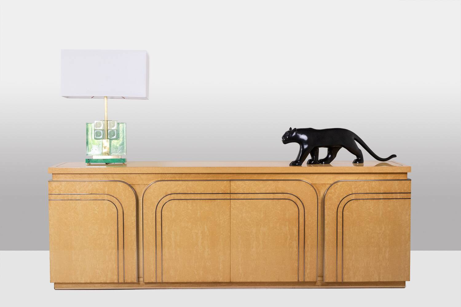 Four-door birch wood enfilade. 1970s.