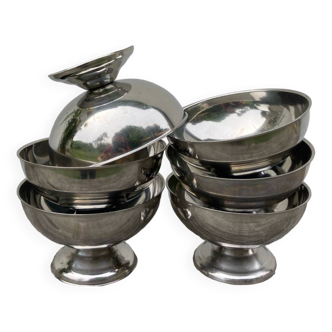 6 stainless steel bowls 1970