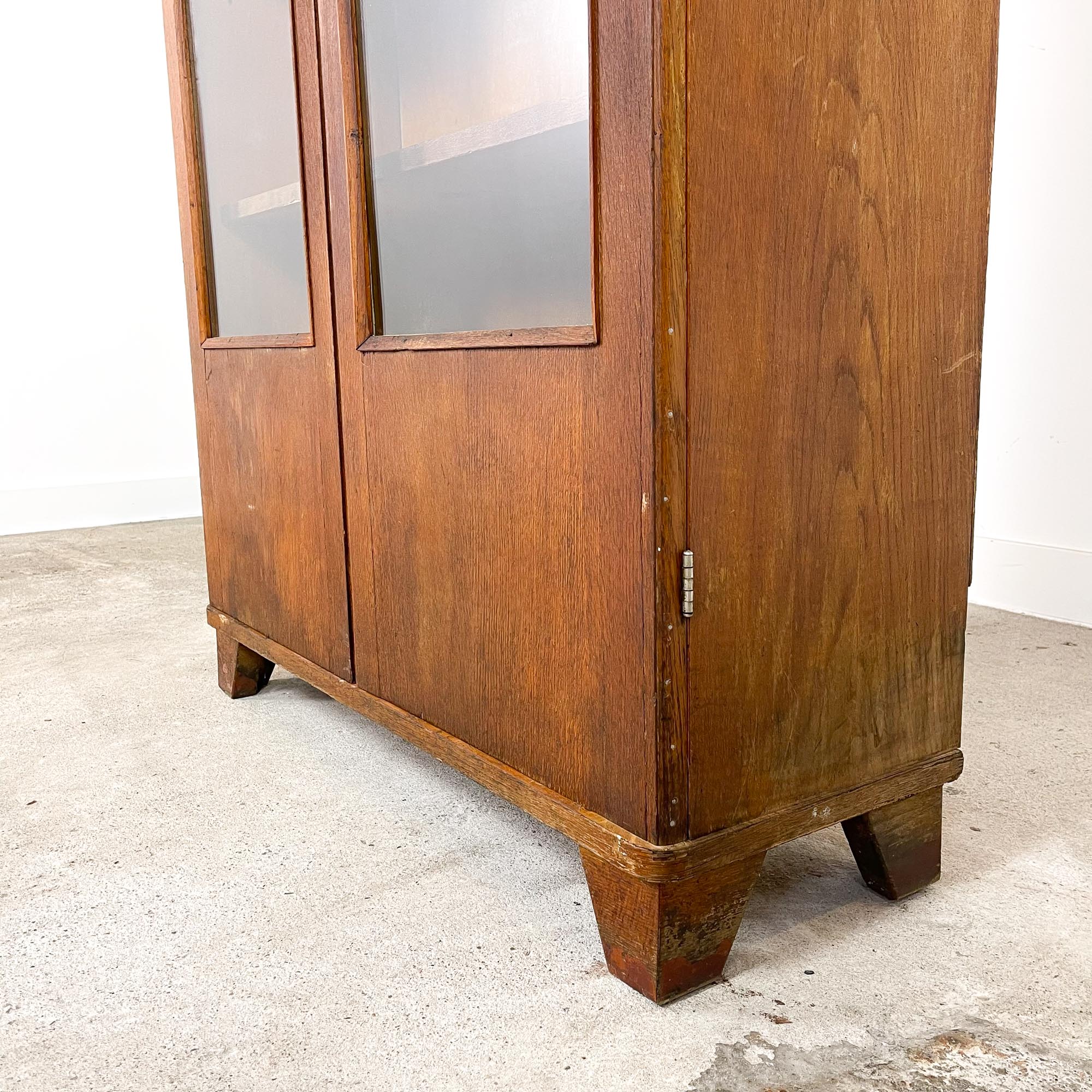 Vitrine de laboratoire scolaire en bois vintage
