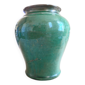 Vase en terre émaillée verte