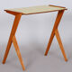 Midcentury small yellow table, beech, umakart, restored, Czechia, 1950s