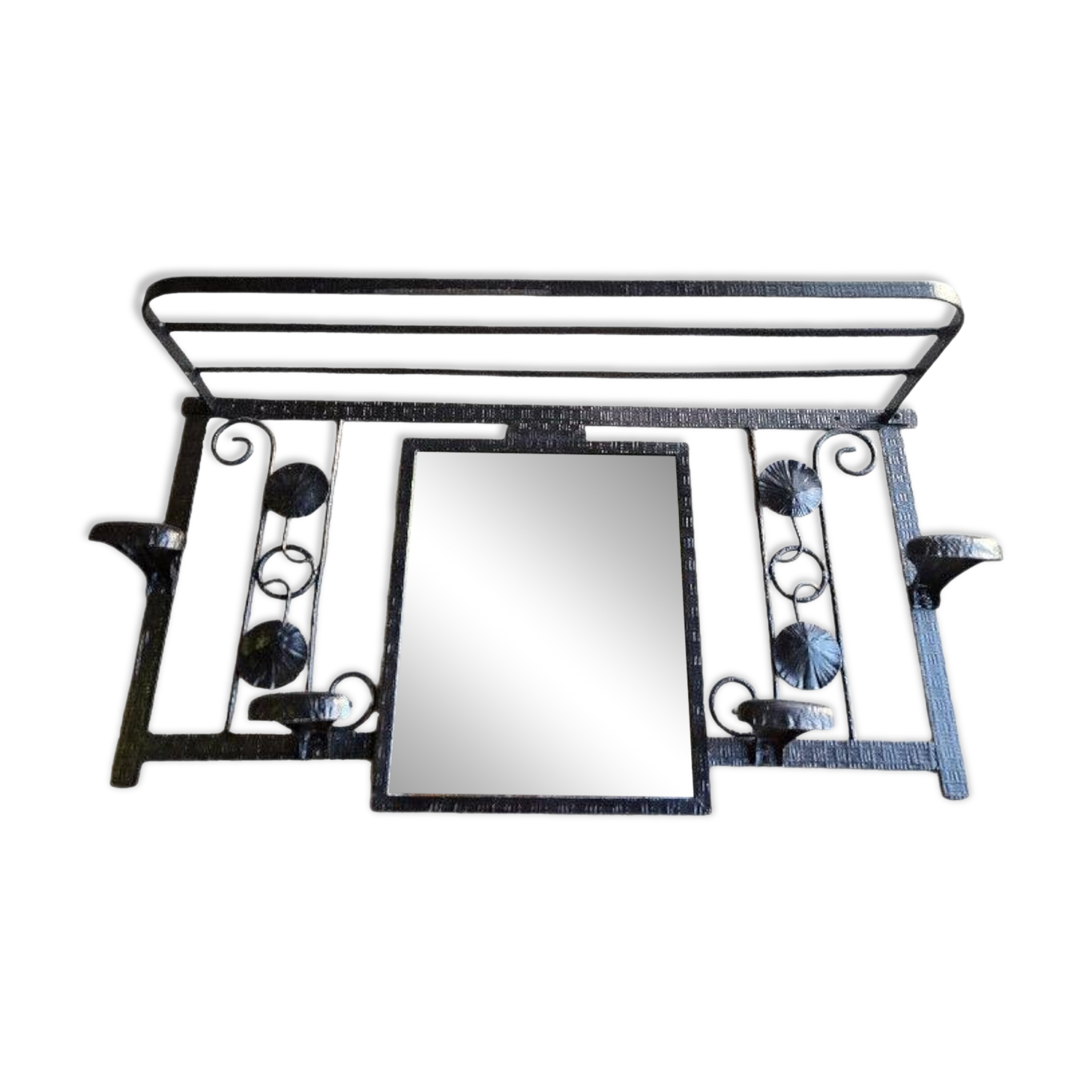 Porte manteaux miroir en fer forge