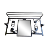 Wrought iron mirror coat rack