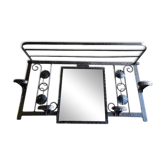 Wrought iron mirror coat rack
