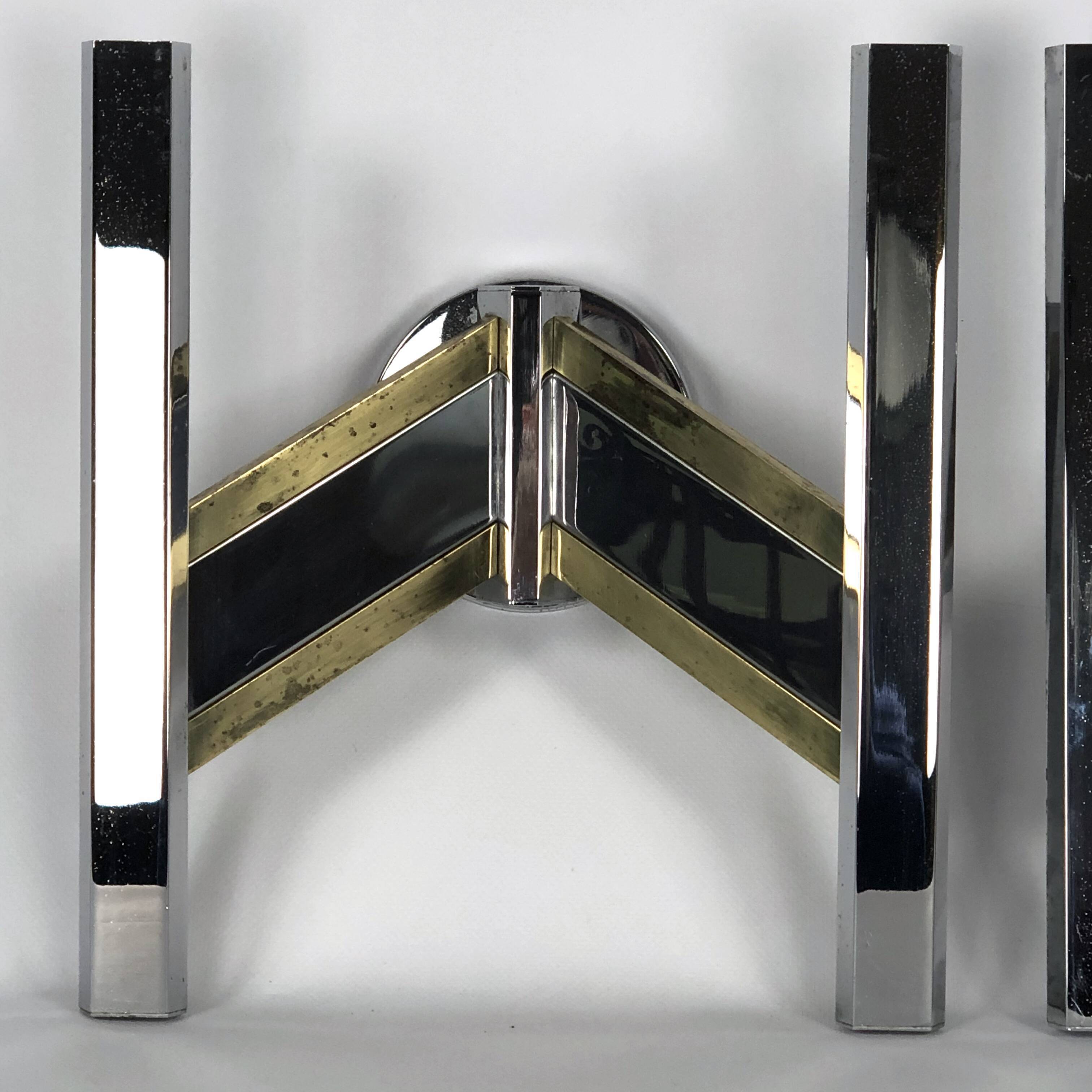 Pair of brass and chrome sconces from Sciolari 70