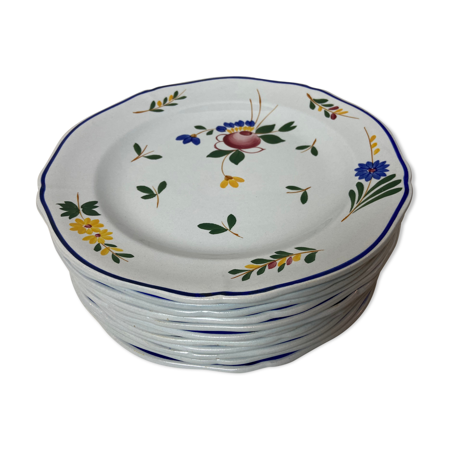 Ensemble de 11 assiettes à dessert Gien