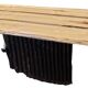 Chestnut and walnut solid table and benches with a central leg.