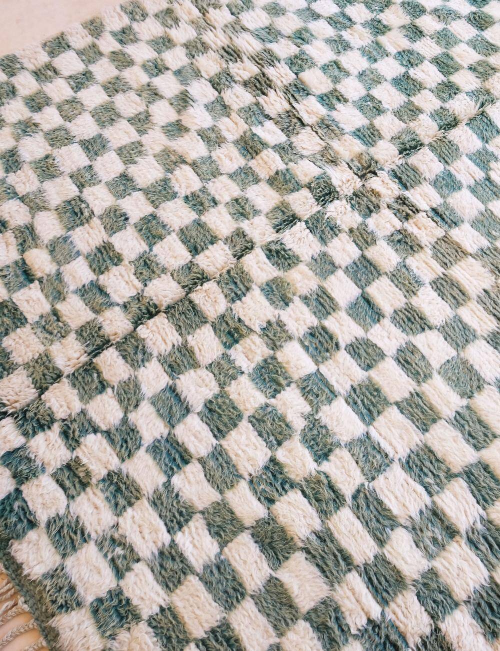 Green Checkered Carpet - 212 x 193 cm