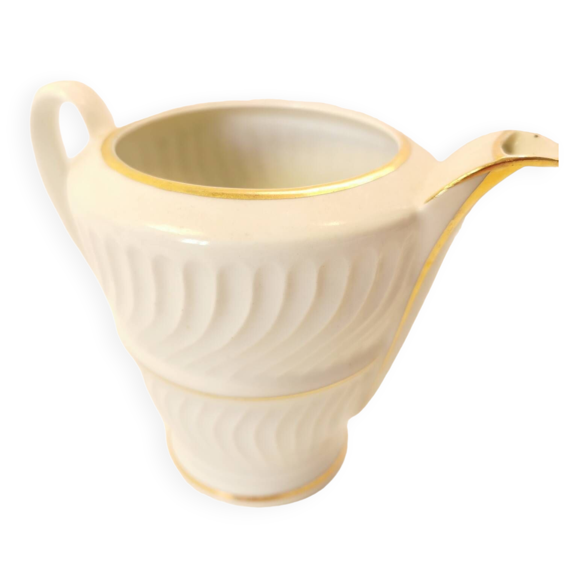 art deco porcelain milk jug with gold edging