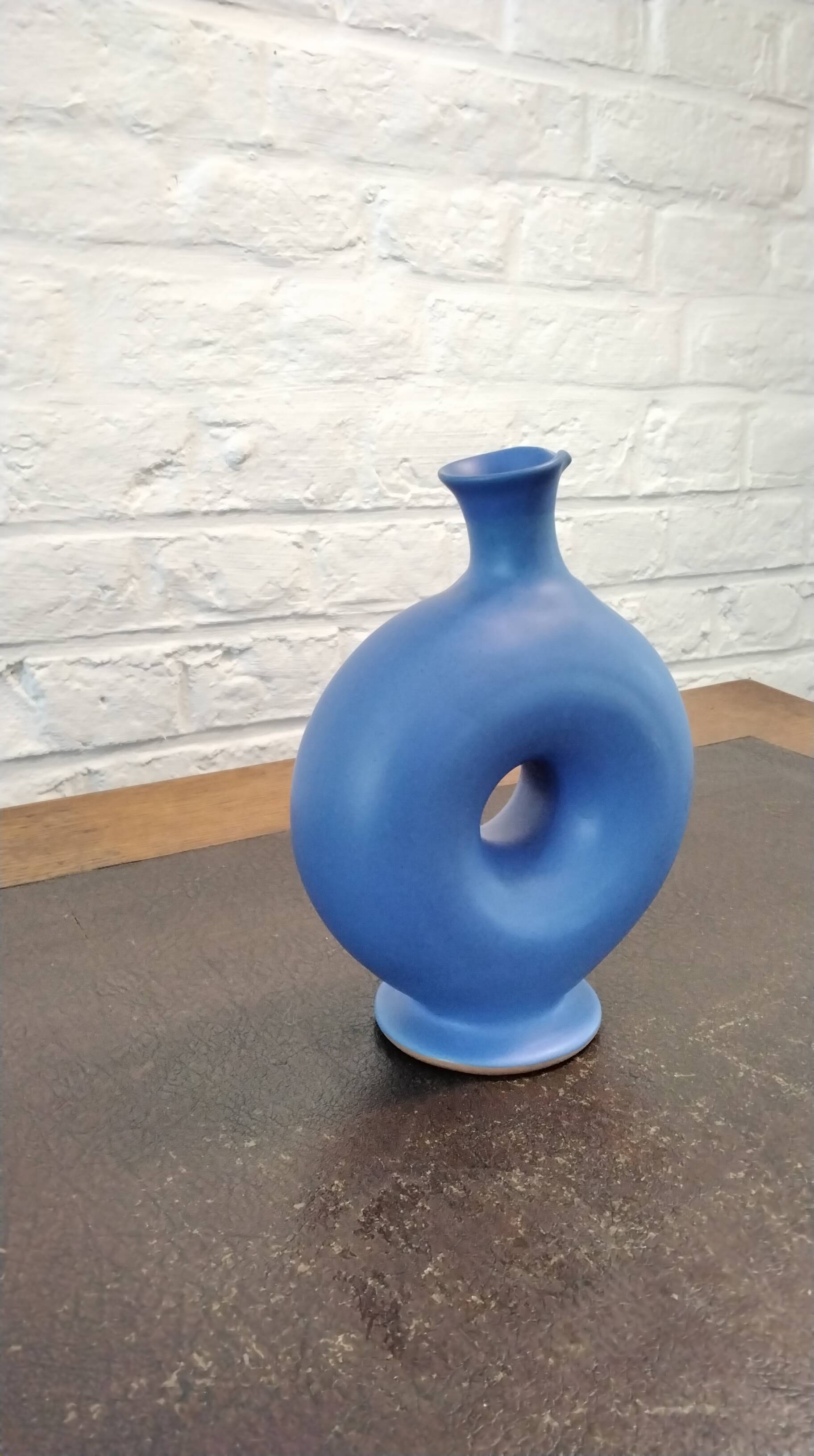 Blue donut vase