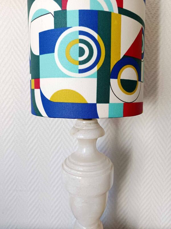 Lampe en albâtre et abat-jour sur mesure