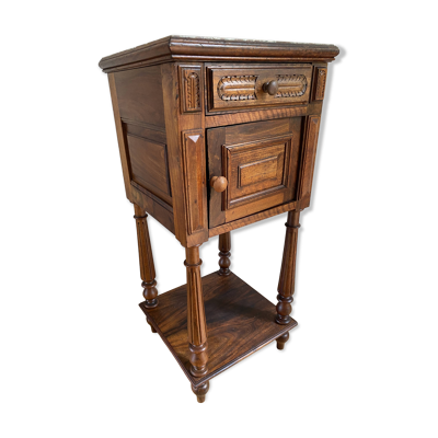 Table de chevet ancienne avec marbre, meuble d'appoint