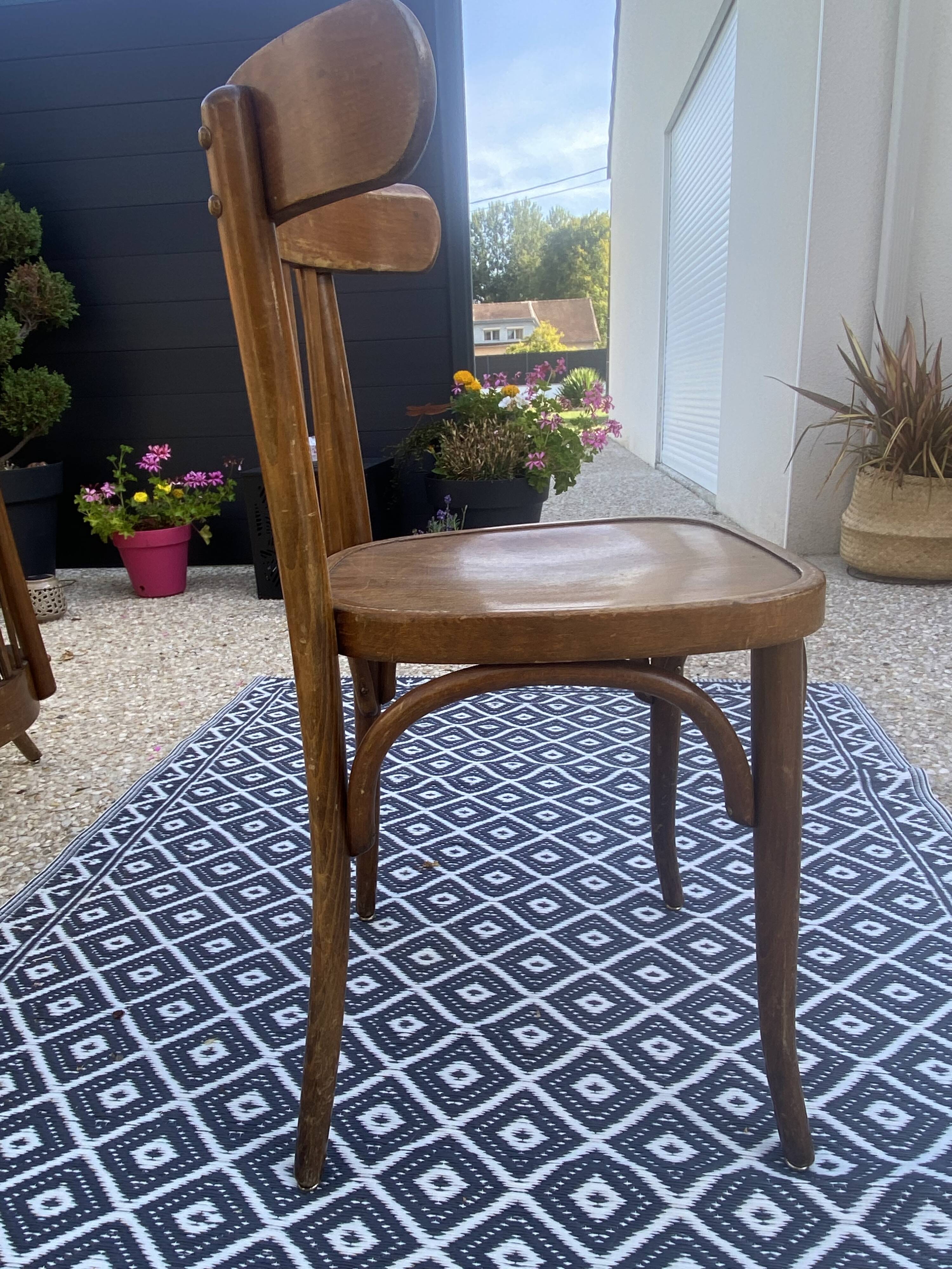 Ensemble de 8 chaises bistrot style Baumann bois courbé Annee 50/60
