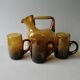 1 blown glass pitcher and its cups, 60s-70s