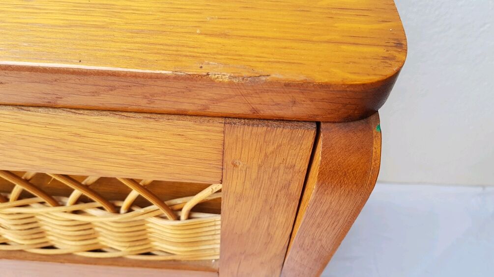 Chest of drawers wood and rattan 60s