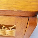 Chest of drawers wood and rattan 60s