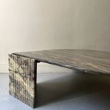 water green, beige and pink/burgundy marble drop coffee table, Roche Bobois 1970