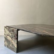 water green, beige and pink/burgundy marble drop coffee table, Roche Bobois 1970
