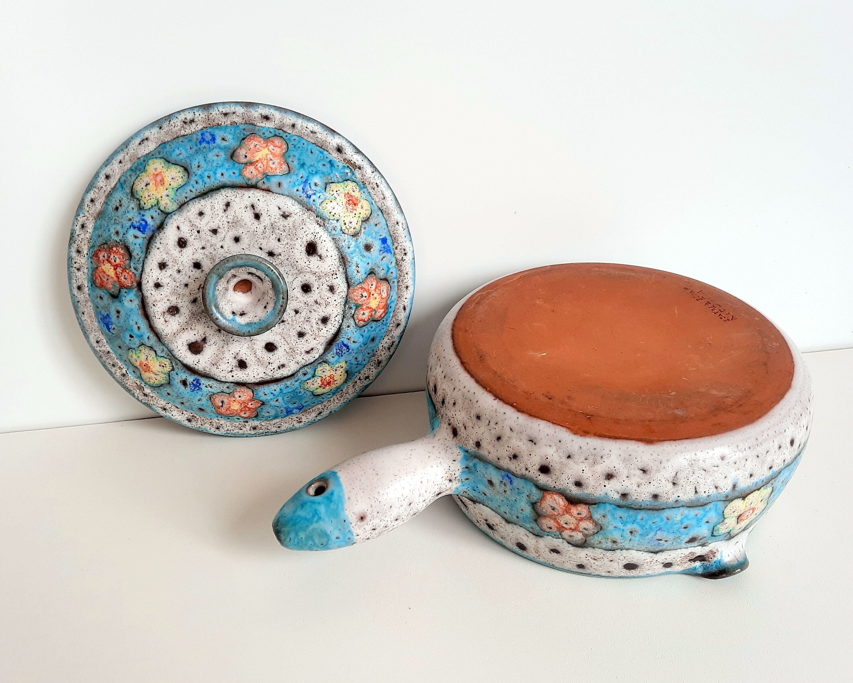 Ceramic pan stoneware lava vulcain - made in france - 60s